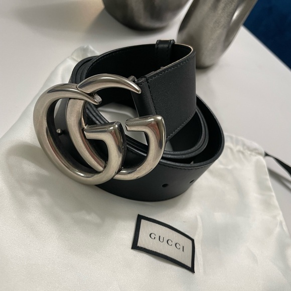 GG MARMONT LEATHER BELT WITH SHINY BUCKLE - Picture 2 of 2